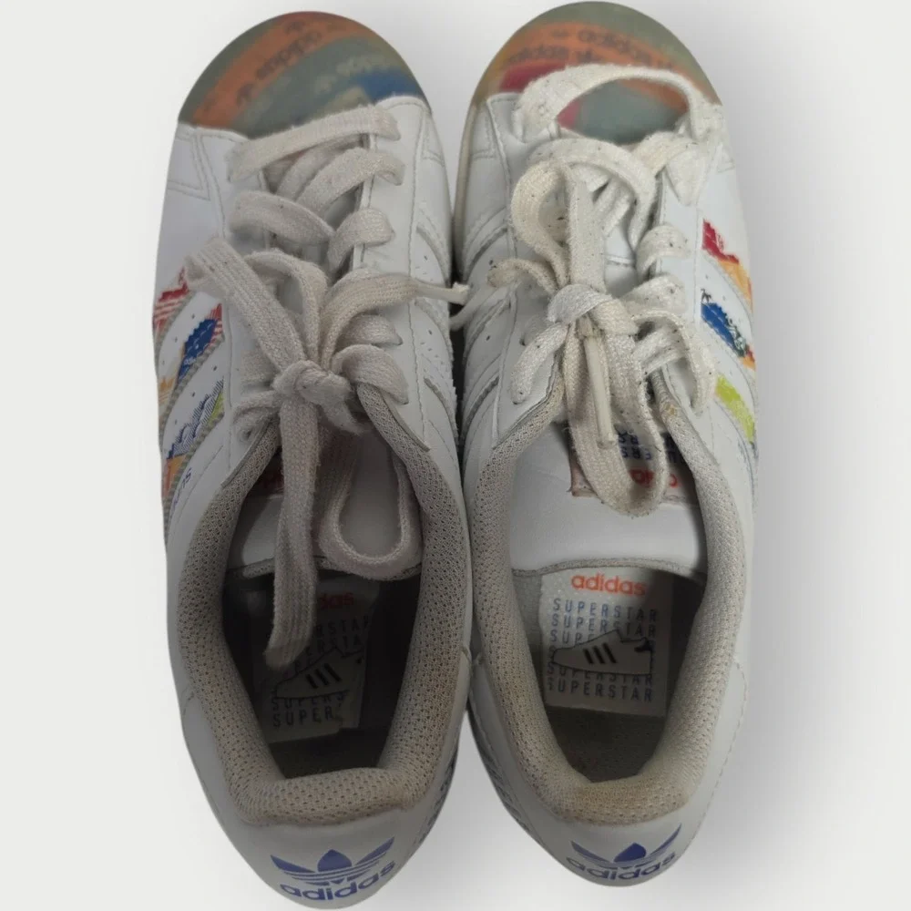 Adidas Superstar White Clear Shell Toe Shoes Sneakers‎ Mens Size 4.5 GX2717